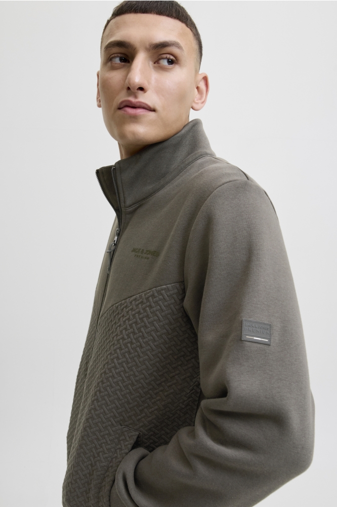 JPRBLUFRANKIE SWEAT ZIP HIGH NECK 12275675 Black Olive